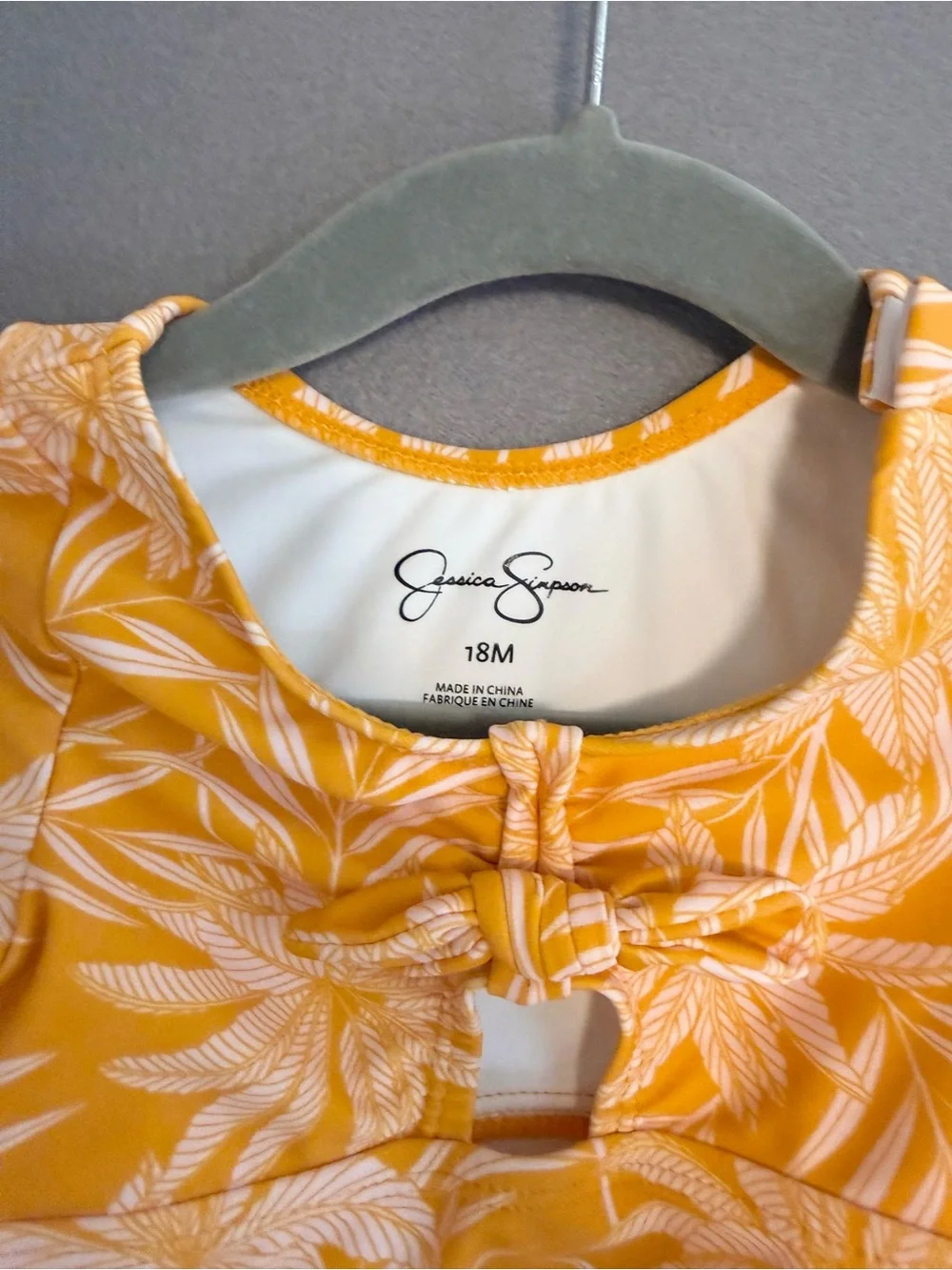 Jessica Simpson Baby Girls 18M Tropical Palm Print Long Sleeve Swimsuit